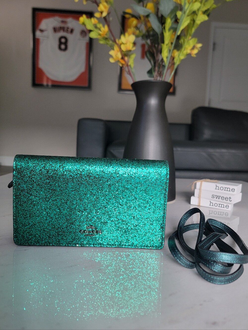 Coach Hayden Emerald Green Glitter Crossbody Clutch - Wizard of Oz - With Box